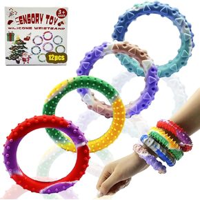 12pcs Random Sensory Christmas Fidget Toys for Kids Adults ， Stretchy Fidget Bracelet &Texture & Calming Autism Sensory Toys for Special Needs Autistic Children &Calm Down Toy for Toddler Girls Boys