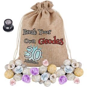 15 Pcs Break Your Own Geodes, Natural Spherical Geodes,Medium 1.5-2.0",Open Geodes to Discover Surprises, Suitable for Various, Science Education (15Pcs 1.5-2.0")