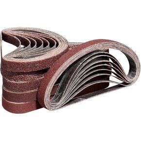 48 Pack Sanding Belts 3/8X13 Inches(10X330mm)- 8 Each of 40/60/80/120/180/240 Grits Aluminum Oxide Sanding Belt, Best Suitable for Wood Sanding and Levelling