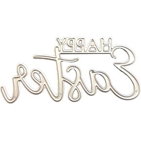 Silver Happy Easter Metal Cutting Dies Stencil Scrapbooking DIY Album Stamp Paper Card,Die Cuts for Card Making Dies Stencil for Card Making Words,Scrapbooking and Stamping,Die-Cutting and Embossing