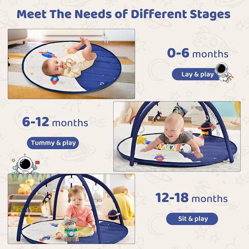 2PM SPORTS Cow Theme Baby Play Mat, Tummy Time Mat for Infant Newborn, Baby Play Gyms & Playmats for 0-3 3-6 6-12 Months, Activity Mat 5 Detachable Toys, Non Slip Gym Mat Easy to Install & Clean in Saudi Arabia