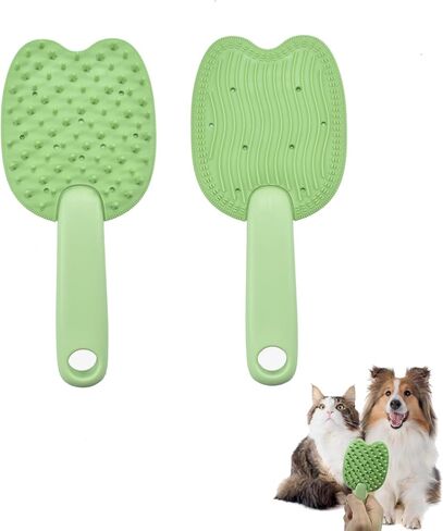 فرشاة القطط لتلقي فرشاة الكلب تنظيف الشعر بمسح حمام أداة للتخلص والاستمالة ، إزالة الشعر الفضفاض ، شكل القط ، شعيرات السيليكون (الأرجواني) in Kuwait