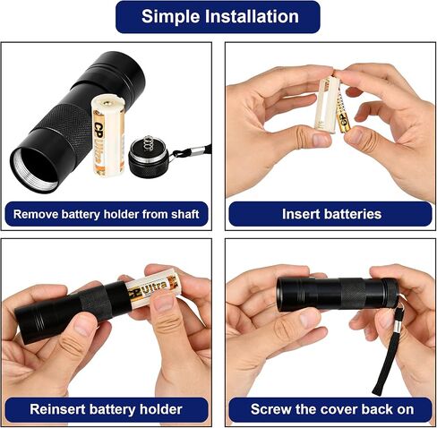 Simple Deluxe UV Flashlight Black Light 395nm Hand-held Detecting Torch for Pet Urine, Stains, Verifying Money Documents, Batteries Not Included, Black in Saudi Arabia