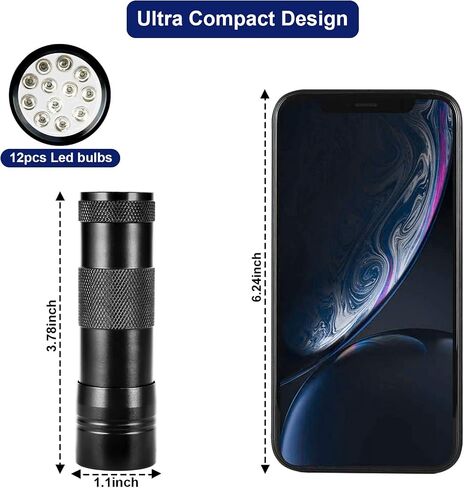 Simple Deluxe UV Flashlight Black Light 395nm Hand-held Detecting Torch for Pet Urine, Stains, Verifying Money Documents, Batteries Not Included, Black in Saudi Arabia