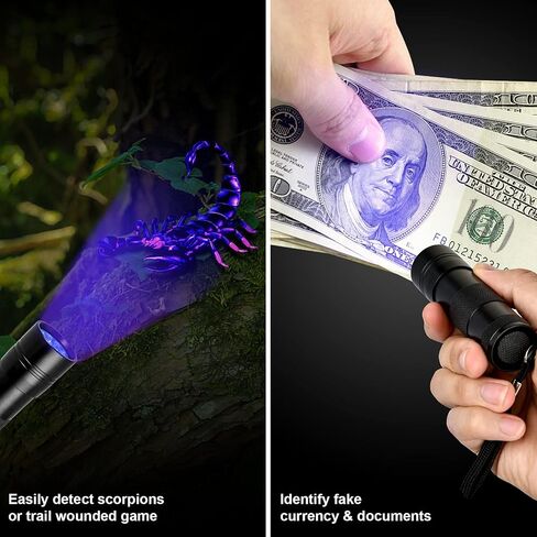 Simple Deluxe UV Flashlight Black Light 395nm Hand-held Detecting Torch for Pet Urine, Stains, Verifying Money Documents, Batteries Not Included, Black in Saudi Arabia