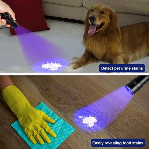 Simple Deluxe UV Flashlight Black Light 395nm Hand-held Detecting Torch for Pet Urine, Stains, Verifying Money Documents, Batteries Not Included, Black in Saudi Arabia