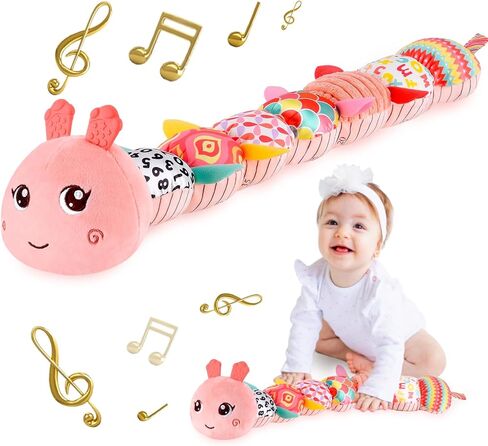 Infant Baby Musical Stuffed Animal Activity Soft Toys with Multi-Sensory Crinkle, Rattle and Textures for 0-3-6-12 Months Developmental Toys, Caterpillar, Purple in Saudi Arabia