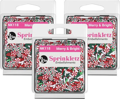 Buttons Galore Sprinkletz Polymer Clay Pieces for DIY Slime Add Ins Craft Embellishments 36 Grams 1500 Pieces - Christmas (Merry & Bright) in Saudi Arabia