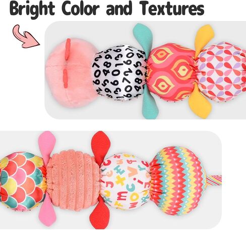 Infant Baby Musical Stuffed Animal Activity Soft Toys with Multi-Sensory Crinkle, Rattle and Textures for 0-3-6-12 Months Developmental Toys, Caterpillar, Purple in Saudi Arabia