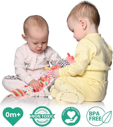 Infant Baby Musical Stuffed Animal Activity Soft Toys with Multi-Sensory Crinkle, Rattle and Textures for 0-3-6-12 Months Developmental Toys, Caterpillar, Purple in Saudi Arabia