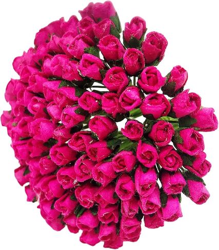 PL مجموعة من 100 Tiny Rose Buds Mulberry Paper Flower Rose-Set2 Craft Handmade Size 0.15 "سجل قصاصات صغير جدًا للعديد من مشاريع Card Craft (501 صفراء حمراء) in Kuwait