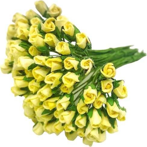PL مجموعة من 100 Tiny Rose Buds Mulberry Paper Flower Rose-Set2 Craft Handmade Size 0.15 "سجل قصاصات صغير جدًا للعديد من مشاريع Card Craft (501 صفراء حمراء) in Kuwait