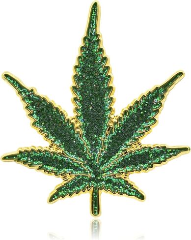 Marijuana Weed Leaf Glitter Enamel Lapel Pin in Saudi Arabia