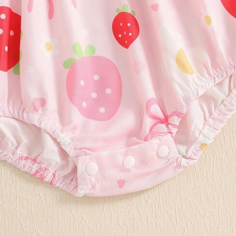 Lamuusaa Toddler Baby Girl Birthday Outfit Smocked Birthday Girl Embroidery Romper Bow Print Bodysuit Summer Outfit in Kuwait