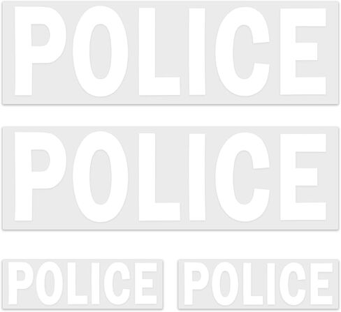 4 Pcs Heat Transfer Police Reflective Police Patch Heat Press DIY Design Iron on Shirts Jacket Vest for Vest Jacket Back, Small (5.4 x 1.57 in), Large (10.3 x 3 in) in Kuwait
