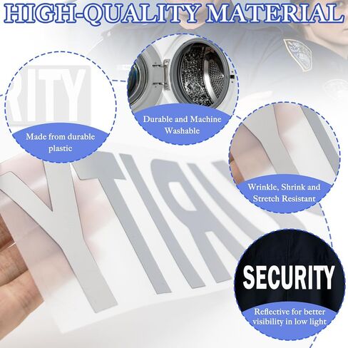 4 Pcs Heat Transfer Police Reflective Police Patch Heat Press DIY Design Iron on Shirts Jacket Vest for Vest Jacket Back, Small (5.4 x 1.57 in), Large (10.3 x 3 in) in Kuwait