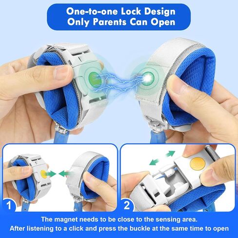 Accmor Anti Lost Wrist Link with Induction Lock, 2 Packs Upgraded Toddler Leash, Reflective Kids Wrist Leash for Baby Boys Girls, Child Walking Wristband Leash with Magnetic Unlock Design for Outdoor in Kuwait