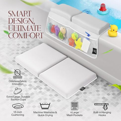 Baby Bath Kneeler and Elbow Rest Pad Set | Extra Thick Padding, Non-Slip, Machine Washable, Odorless - Includes Baby Bath Accessories in a Gift Ready Tote Bag - Baby & Toddler Bath Essentials in Saudi Arabia
