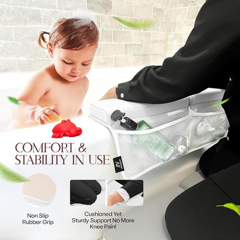 Baby Bath Kneeler and Elbow Rest Pad Set | Extra Thick Padding, Non-Slip, Machine Washable, Odorless - Includes Baby Bath Accessories in a Gift Ready Tote Bag - Baby & Toddler Bath Essentials in Saudi Arabia