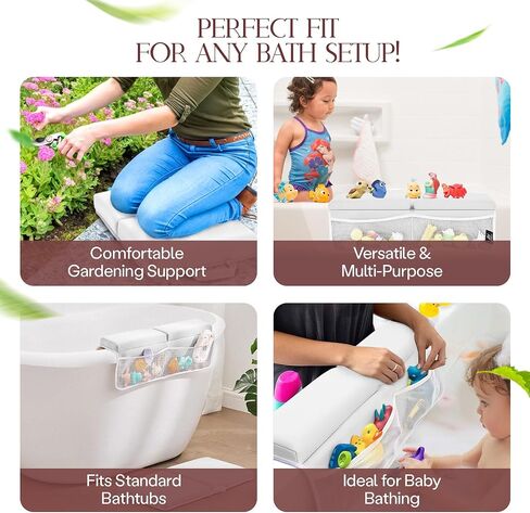 Baby Bath Kneeler and Elbow Rest Pad Set | Extra Thick Padding, Non-Slip, Machine Washable, Odorless - Includes Baby Bath Accessories in a Gift Ready Tote Bag - Baby & Toddler Bath Essentials in Saudi Arabia