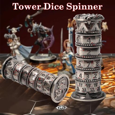 Pagoda Dice Spinner, 7 in 1 Metal Unique Roulette Dice for Sci-Fi, War, Crime Theme Tabletop Games in Saudi Arabia