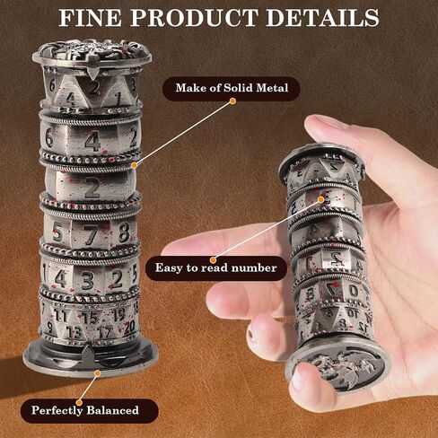 Pagoda Dice Spinner, 7 in 1 Metal Unique Roulette Dice for Sci-Fi, War, Crime Theme Tabletop Games in Saudi Arabia
