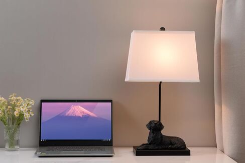 YANIC Desk Lamp with Black Dog Statue, Resin Lamp for Bedroom, 3 Way Dimmable Rotary Switch, Home Décor Accents for Living Room, Office, Dormitory, Reading Room (24061) in Saudi Arabia