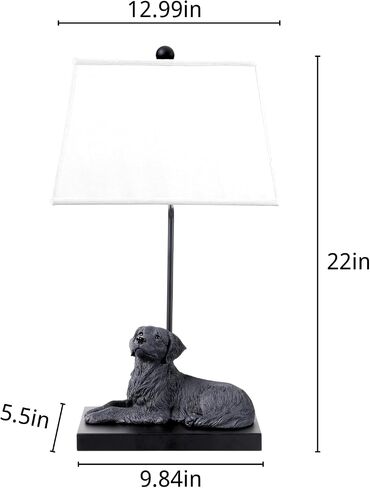 YANIC Desk Lamp with Black Dog Statue, Resin Lamp for Bedroom, 3 Way Dimmable Rotary Switch, Home Décor Accents for Living Room, Office, Dormitory, Reading Room (24061) in Saudi Arabia