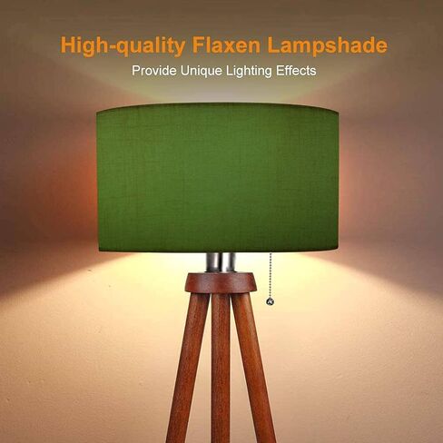 Wood Tripod Floor Lamp Olive Green Frosted Glass Modern Standing Lamp Linen Lampshade Dimmable Tall Lamp Mid Century Floor Lamp for Living Room Bedroom in Saudi Arabia