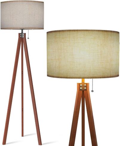 Wood Tripod Floor Lamp Olive Green Frosted Glass Modern Standing Lamp Linen Lampshade Dimmable Tall Lamp Mid Century Floor Lamp for Living Room Bedroom in Saudi Arabia