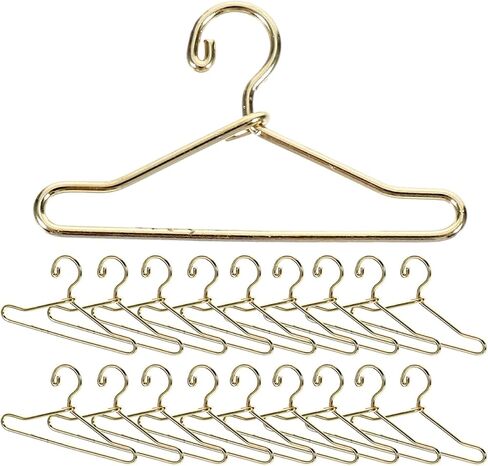 20pcs Coat Hangers Miniature Little Doll Suit Small Doll Hangers Doll Dress Mini Hangers Ornaments Mini Doll Clothes Hangers Iron Wire Doll Small House Wardrobe, Golden in Kuwait