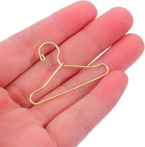 20pcs Coat Hangers Miniature Little Doll Suit Small Doll Hangers Doll Dress Mini Hangers Ornaments Mini Doll Clothes Hangers Iron Wire Doll Small House Wardrobe, Golden in Kuwait