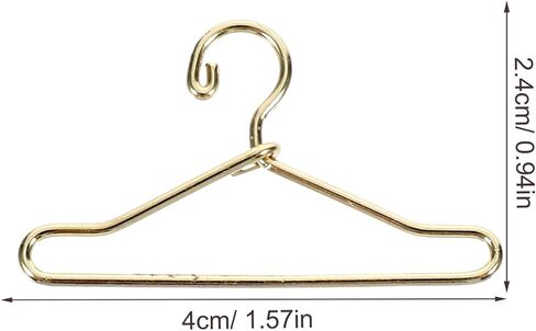 20pcs Coat Hangers Miniature Little Doll Suit Small Doll Hangers Doll Dress Mini Hangers Ornaments Mini Doll Clothes Hangers Iron Wire Doll Small House Wardrobe, Golden in Kuwait