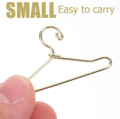 20pcs Coat Hangers Miniature Little Doll Suit Small Doll Hangers Doll Dress Mini Hangers Ornaments Mini Doll Clothes Hangers Iron Wire Doll Small House Wardrobe, Golden in Kuwait