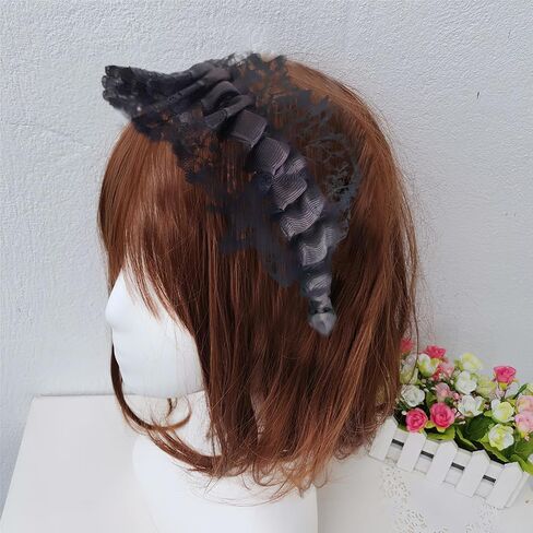 Furimuk Lolita White Lace Headband Headdress Gothic Vintage Cosplay Hair Accessories for Tea Party Princess in Kuwait