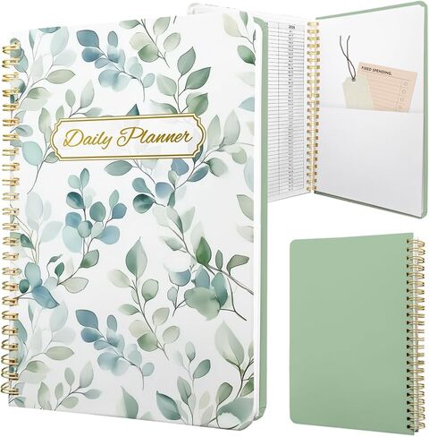 Undated Daily Planner - Spiral Notebook 80 Days One Day Per Page, Hourly Schedule, To-Do List, Notes, Everyday Planning Task, A5 Hardcover Journal Organizer Book Women Cute Aesthetic, Floral in Saudi Arabia