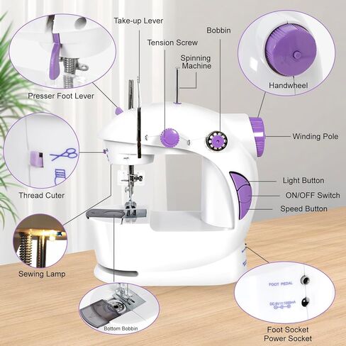 ماكينة خياطة صغيرة للمبتدئين من إيزيبيرج، ماكينة خياطة أوتوماتيكية سهلة الاستخدام بسرعتين مع طاولة توسيع وأداة خياطة، مناسبة للعائلة والسفر in Kuwait