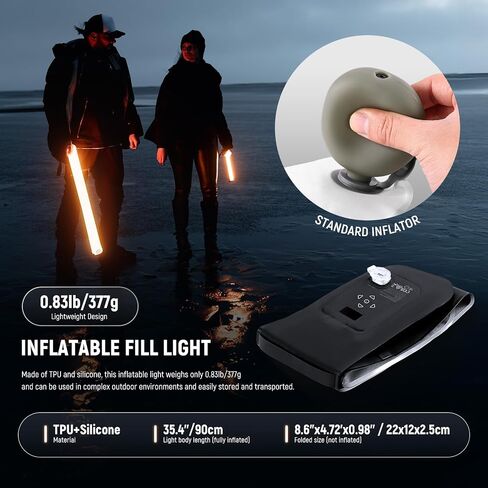 Neewer 21W LED LED Tube Light 35.5 "/90cm ، BI Color Plantable TPU Lighting ، 2700-6500K 1300LX/0.5M 12 تأثيرات CRI95 2500MAH بطارية ، لتسجيل فيديو تصوير الاستوديو ، GC21B in Kuwait