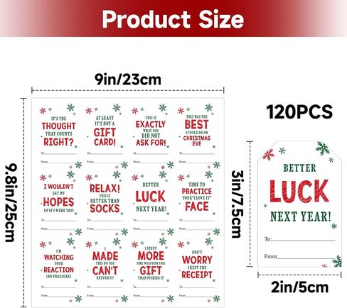 White Christmas Name Tags - Self-Adhesive Stickers, 120pcs, 6 Designs, 3x2inch, Perfect for Envelope Seals & Gift Presents in Kuwait