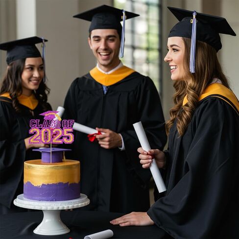 فئة بيشيدا من 2025 كعكة توت أدوات التخرج ديكورات كعكة تهنئة 2025 سوداء الذهب بريق الثانوية/الكلية/لوازم حفل التخرج العليا in Saudi Arabia