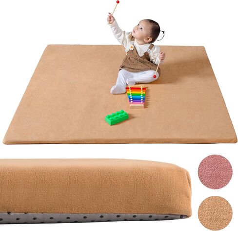 Padded Baby Play Mat for Floor with Plush Fabric - Soft Foam Baby Mat for Comfort and Safety - Ideal for Playrooms and Nurseries (Rust) in Saudi Arabia