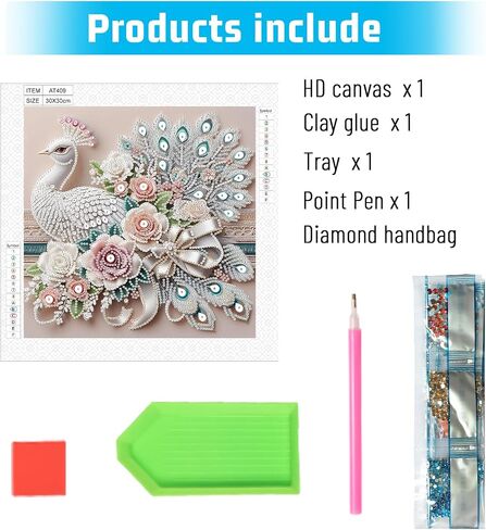 LazyFold Special Shape Diamond Art Kits for Beginners, Diamond Art Painting Kits for Adults Peacock, Crystal Rhinestones Diamond Art Painting for Home Wall Decoration Gift 12×12inch in Saudi Arabia