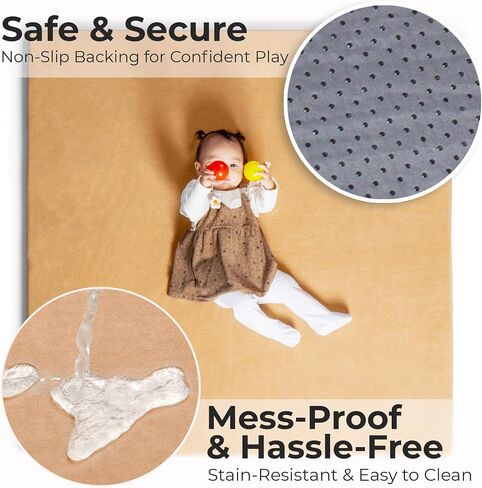 Padded Baby Play Mat for Floor with Plush Fabric - Soft Foam Baby Mat for Comfort and Safety - Ideal for Playrooms and Nurseries (Rust) in Saudi Arabia
