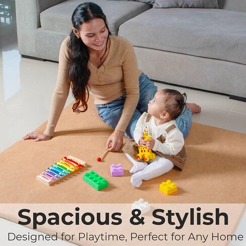 Padded Baby Play Mat for Floor with Plush Fabric - Soft Foam Baby Mat for Comfort and Safety - Ideal for Playrooms and Nurseries (Rust) in Saudi Arabia