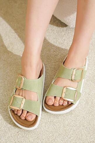 Project Cloud Genuine Leather Platform Sandals Women Footwear - Wedge Chunky Sandals Womens sandals with Memory Foam Insole and Cork Footbed (GREECECHUNKY,LIGD, 10) in Kuwait