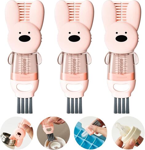 4 in 1 Cup Lid Cleaning Brush, Multifunctional Bottle Cleaning Brush, Cup Crevice Cleaning Tools, Easy to Clean and Storage, Cup Lid Gap Cleaner, Home Kitchen Cleaning Tools - 3Pcs in Saudi Arabia