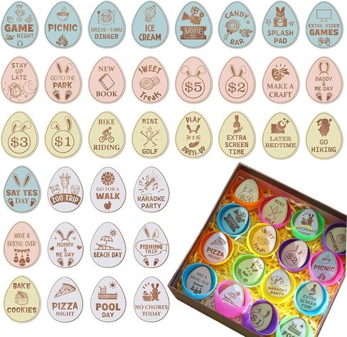 36 Pcs Easter Egg Tokens Wood Egg Fillers Reward Tokens Easter Party Favors Gift for Basket Stuffers(Egg) in Saudi Arabia