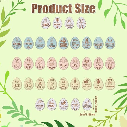 36 Pcs Easter Egg Tokens Wood Egg Fillers Reward Tokens Easter Party Favors Gift for Basket Stuffers(Egg) in Saudi Arabia