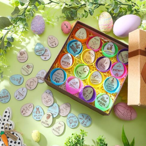 36 Pcs Easter Egg Tokens Wood Egg Fillers Reward Tokens Easter Party Favors Gift for Basket Stuffers(Egg) in Saudi Arabia