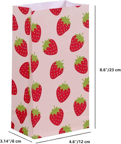 Ysmile Strawberry Favor Bag Bag Bag حقيبة هدية صغيرة من الورق الديكور عيد ميلاد للطفل 24 CT in Kuwait